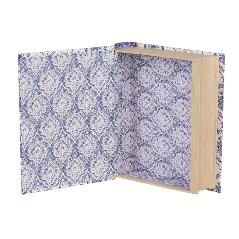 Clayre & Eef Scatola di archiviazione Libri 17x14x5 cm Bianco Blu  Cartone Rettangolo