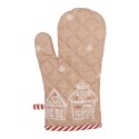 Clayre & Eef Oven Mitt 18x30 cm Brown Cotton Gingerbread house