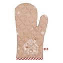 Clayre & Eef Oven Mitt 18x30 cm Brown Cotton Gingerbread house