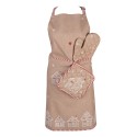 Clayre & Eef Oven Mitt 18x30 cm Brown Cotton Gingerbread house