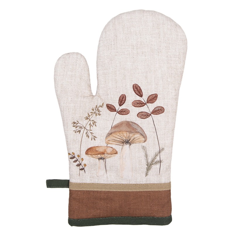 Clayre & Eef Manique de four 18x30 cm Beige Coton Champignons