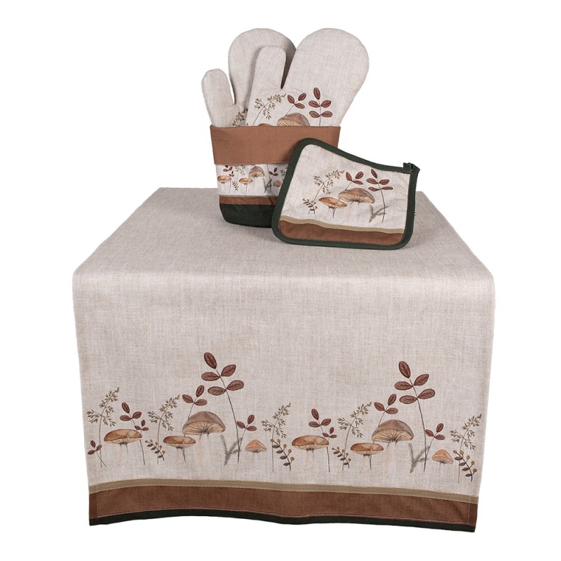 Clayre & Eef Manique de four 18x30 cm Beige Coton Champignons