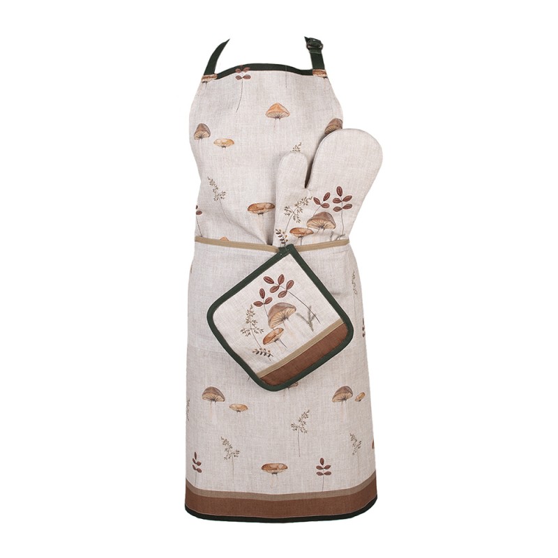 Clayre & Eef Pot Holder 20x20 cm Beige Cotton Mushrooms