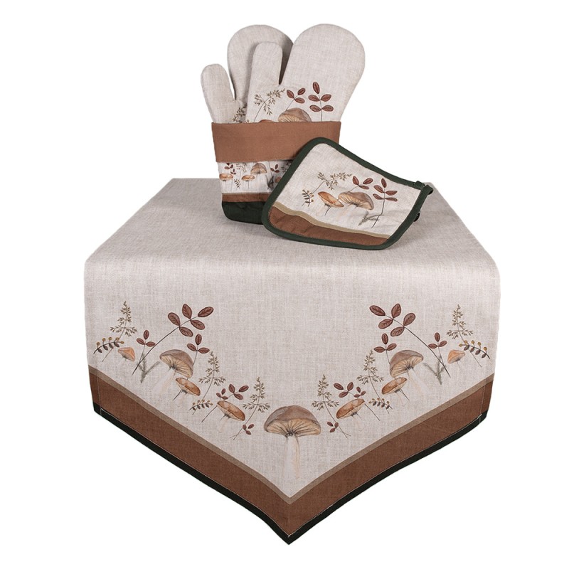 Clayre & Eef Pot Holder 20x20 cm Beige Cotton Mushrooms