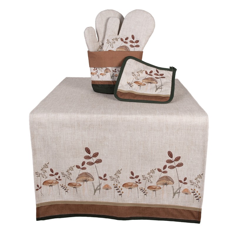 Clayre & Eef Pot Holder 20x20 cm Beige Cotton Mushrooms