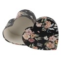 Clayre & Eef Aufbewahrungsbox 3er Set 28x26x14/24x23x12/21x20x10 cm Schwarz Karton Herzförmig Blumen
