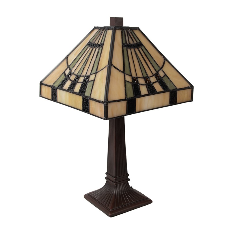 LumiLamp Lampe de table Tiffany 23x23x38 cm Beige Verre