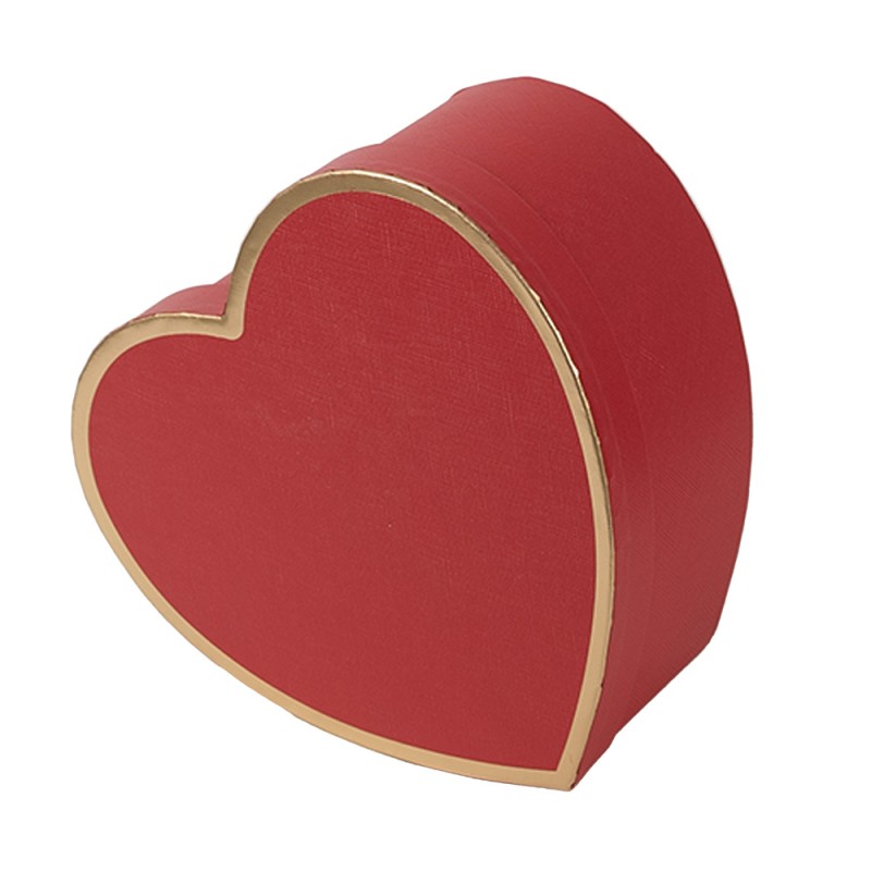 Clayre & Eef Opbergdoos Set van 3 21x20x9/18x17x7/15x14x6 cm Rood Karton Hartvormig