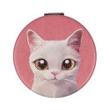 Clayre & Eef Miroir à main Ø 7 cm Rose Plastique Chat