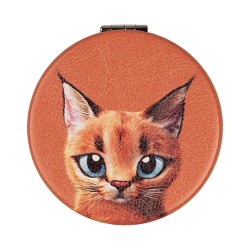 Clayre & Eef Handheld Mirror Ø 7 cm Orange Plastic Glass Round Cat