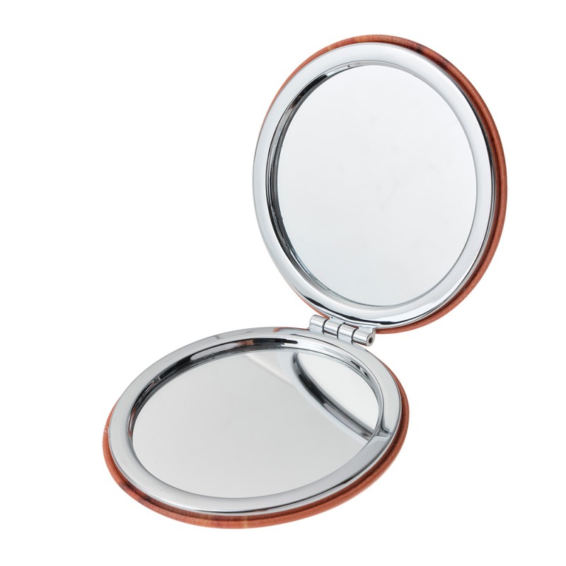 Clayre & Eef Handheld Mirror Ø 7 cm Orange Plastic Glass Round Cat