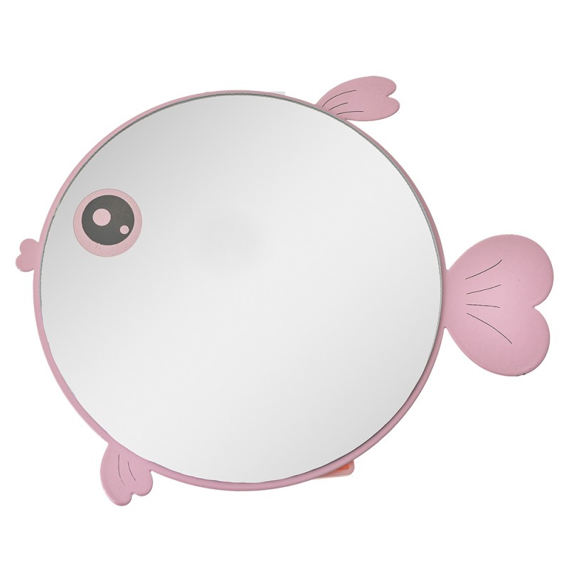 Clayre & Eef Table Mirror 21x20x4 Pink Metal Glass Fish