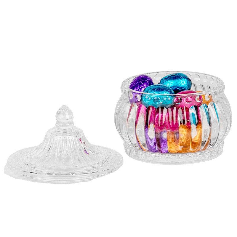 Clayre & Eef Voorraadpot Ø 10x11cm Transparant Glas