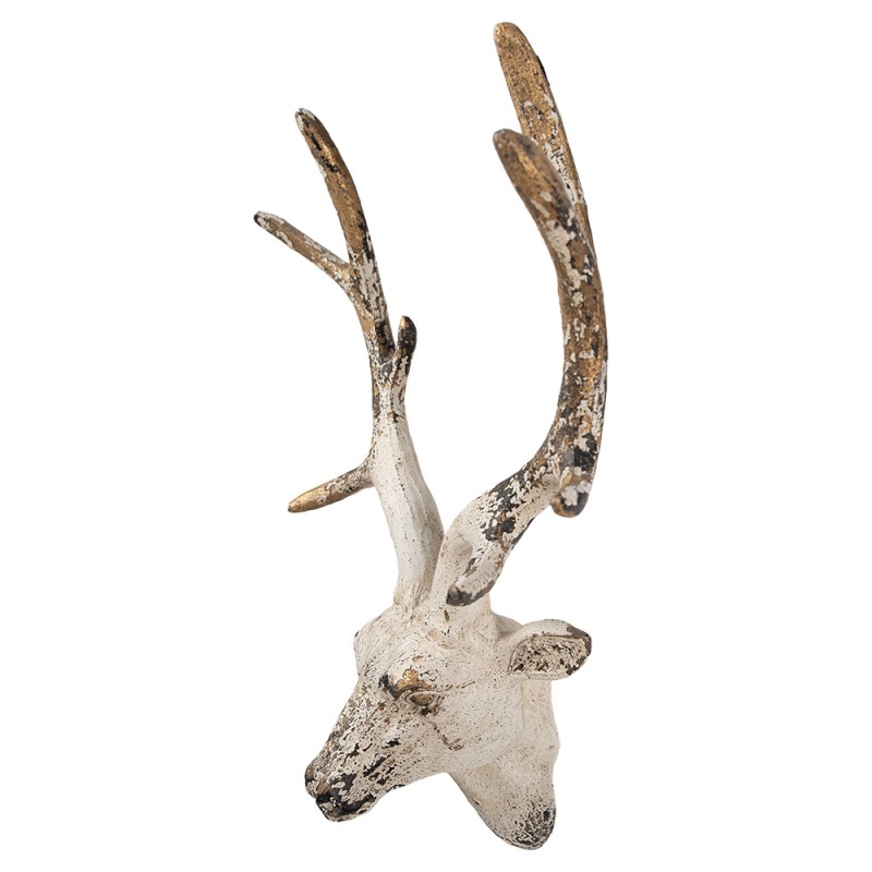 Clayre & Eef Wanddekoration Hirsch 33x14x43 cm Beige Keramikmaterial