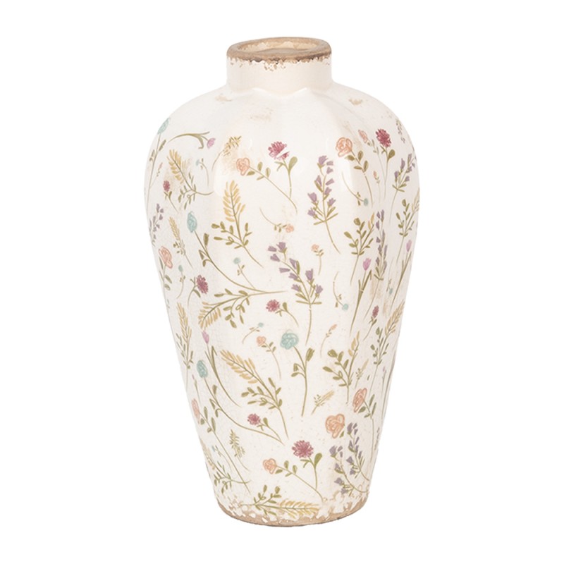 Clayre & Eef Vase Ø 17x30 cm Beige Rose Céramique Fleurs