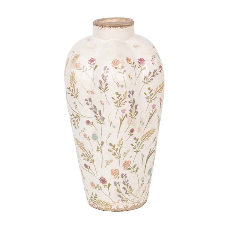 Clayre & Eef Vase Ø 17x30 cm Beige Rose Céramique Fleurs