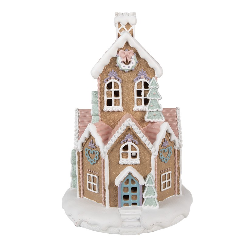 Clayre & Eef Maison en pain d'épices avec LED Ø 21x33 cm Marron Plastique