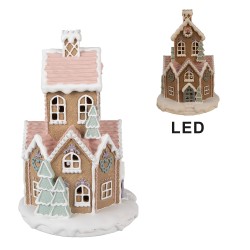 Clayre & Eef Casa di pan di zenzero con LED Ø 21x33 cm Marrone Plastica