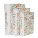 Clayre & Eef Opbergdoos Set van 3 Boeken 29x24x7/25x20x6/22x16x5 cm Wit Groen Karton Rechthoek Bloemen