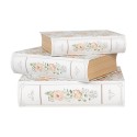 Clayre & Eef Opbergdoos Set van 3 Boeken 29x24x7/25x20x6/22x16x5 cm Wit Groen Karton Rechthoek Bloemen