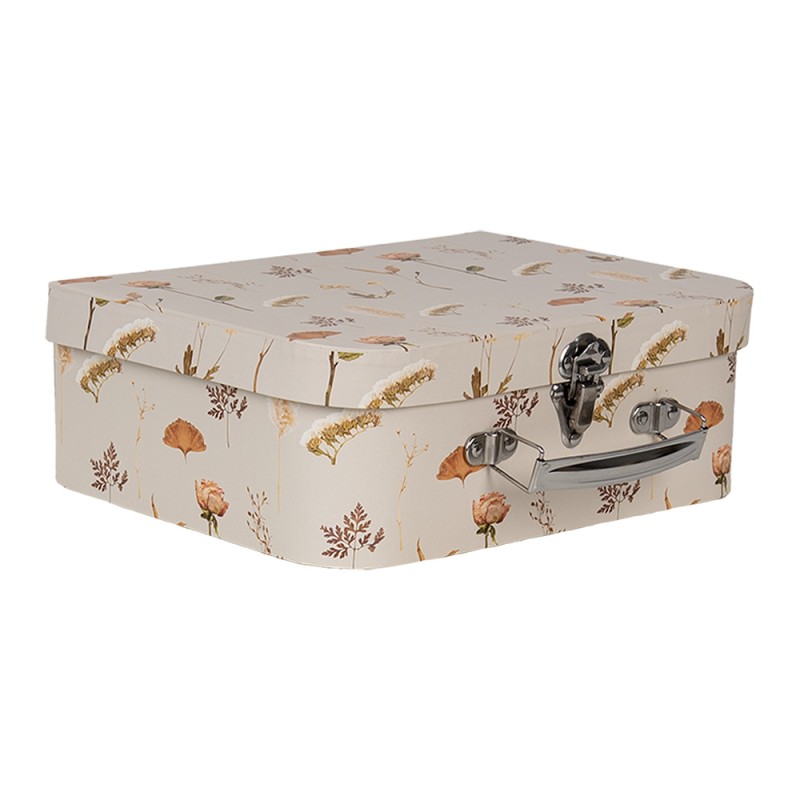 Clayre Eef Storage Box Set of 3 Books 3 30x21x9 25x18x9 20x16x8 cm Beige Cardboard Rectangle Flowers