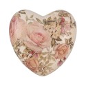 Clayre & Eef Dekoration Herz 11x11x4 cm Beige Rosa Keramik Blumen