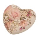 Clayre & Eef Dekoration Herz 11x11x4 cm Beige Rosa Keramik Blumen
