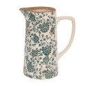 Clayre & Eef Brocca decorativa 21x14x26 cm Beige Verde Ceramica Fiori