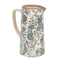 Clayre & Eef Brocca decorativa 21x14x26 cm Beige Verde Ceramica Fiori