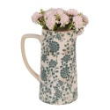 Clayre & Eef Brocca decorativa 21x14x26 cm Beige Verde Ceramica Fiori