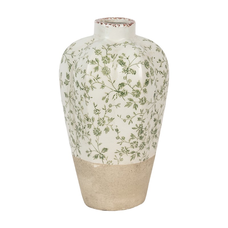 Clayre & Eef Vase Ø 21x34 cm Beige Vert Céramique