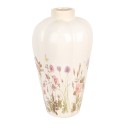 Clayre & Eef Vase Ø 24x40 cm Beige Rosa Keramik Blumen