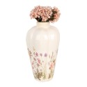 Clayre & Eef Vase Ø 24x40 cm Beige Rosa Keramik Blumen