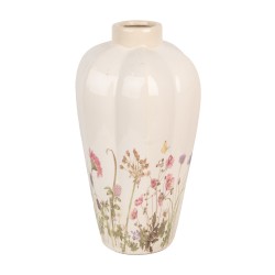 Clayre & Eef Vase Ø 21x34 cm Beige Pink Ceramic Flowers