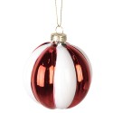 Clayre & Eef Kerstbal Ø 8x8 cm Rood Wit Glas