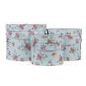 Clayre & Eef Scatola del cappello set di 3 Ø 23x19 cm Blu Rosa  Cartone Fiori
