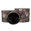 Clayre & Eef Hat Box Set of 3 Ø 23x20 cm Black Pink Cardboard Flowers