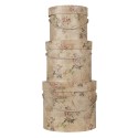 Clayre & Eef Hat Box Set of 3 Ø 23x20 cm Beige Pink Cardboard Flowers