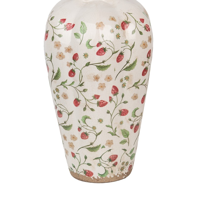 Clayre & Eef Vase Ø 24x40 cm Beige Red Ceramic Strawberries