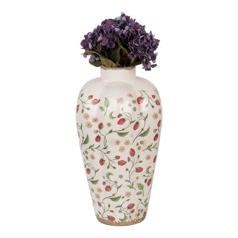 Clayre & Eef Vase Ø 24x40 cm Beige Red Ceramic Strawberries