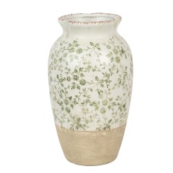 Clayre & Eef Vase Ø 21x37 cm Beige Green Ceramic Flowers