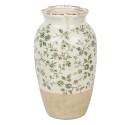 Clayre & Eef Vase Ø 16x27 cm Beige Vert Céramique Fleurs