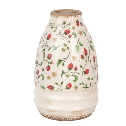 Clayre & Eef Vase Ø 21x32 cm Beige Red Ceramic Flowers
