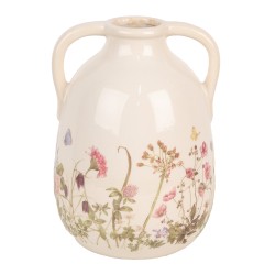 Clayre & Eef Vase Ø 16x22 cm Beige Rose Céramique Fleurs