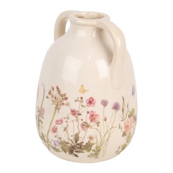 Clayre & Eef Vase Ø 16x22 cm Beige Rose Céramique Fleurs