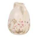 Clayre & Eef Vase Ø 14x18 cm Beige Pink Ceramic Flowers