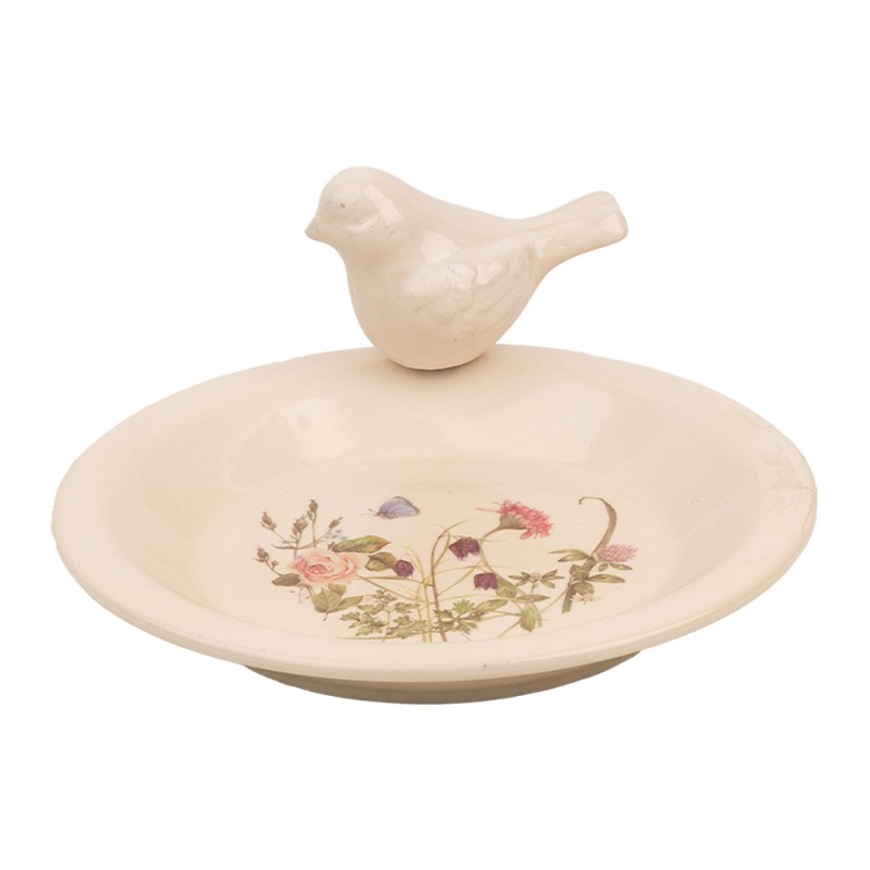 Clayre & Eef Bird Feeder Tray Ø 21x10 cm Beige Ceramic Bird