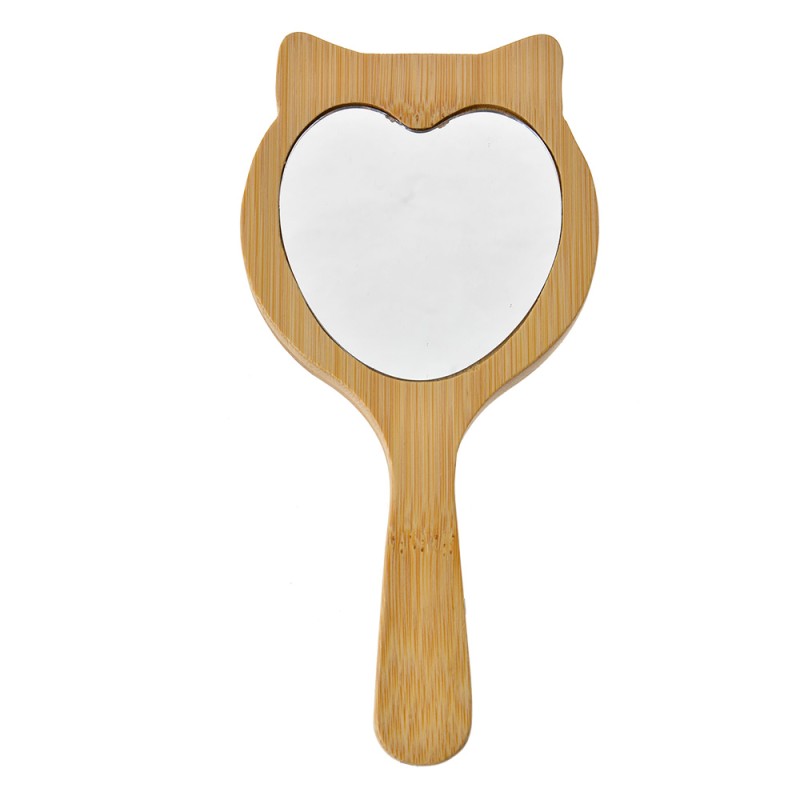 Clayre & Eef Haarbürste 16x8x3 cm Braun Beige Holz Glas Katze