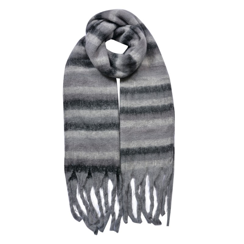 Clayre & Eef Sciarpa invernale da donna 39x200 cm Grigio Sintetico Rettangolo