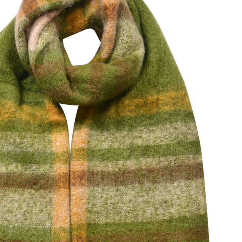Clayre & Eef Sciarpa invernale da donna 39x200 cm Verde Marrone Sintetico Rettangolo